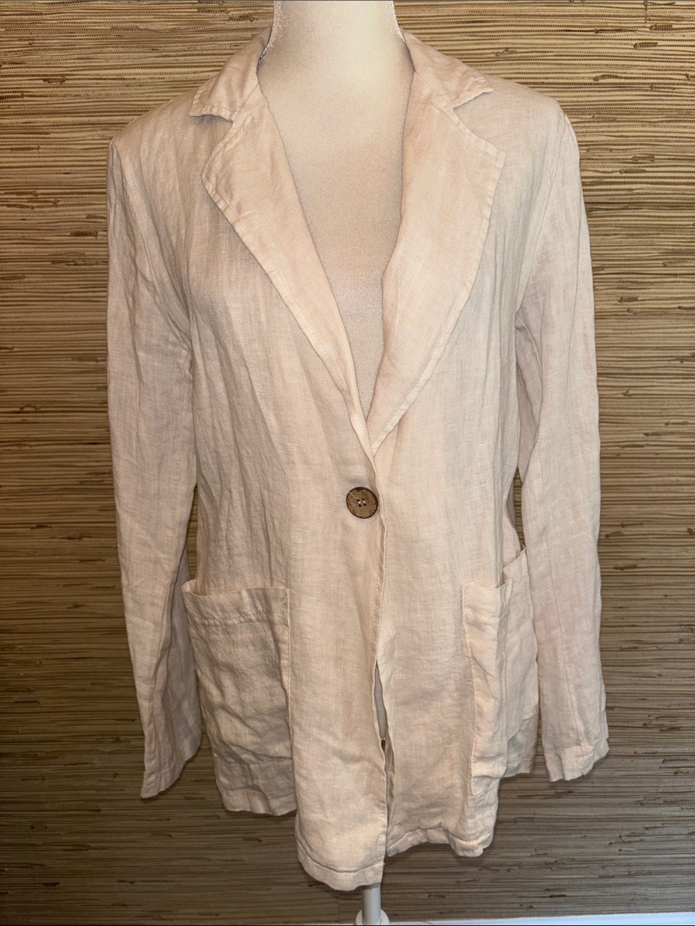 Extasy Women's Pale tan Linen Blazer Jacket - Single-Button Blazer medium nwt!